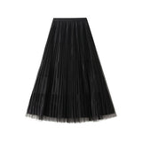 REVERSIBLE MESH PLEATED SKIRT A LINE SKIRT_CWBMS0316