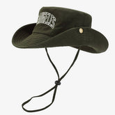 EMBROIDERED COTTON COWBOY SUN HAT WITH CHIN STRAP_CWAH3823