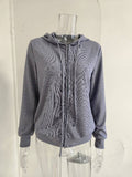 Solid Color Knit Zipper Hooded Cardigan Coat