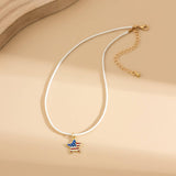 STAR FLAG INDEPENDENCE DAY LETTER BOW NECKLACE_CWAJE1474