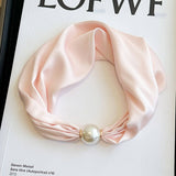Pearl Magnetic Skinny Silk Neck Scarf_Cwasc03930