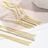 RHINESTONE DECOR METAL TASSEL DROP EARRINGS_CWAJE0451