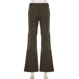 Street Style Solid Color Belt Lace-Up Basic Pants