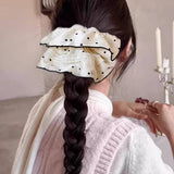Lace Polka Dot Satin Scrunchie Hair Tie_Cwaha07669