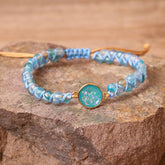 BLUE STONE BEAD YOGA FRIENDSHIP WOVEN BRACELETS_CWAJE3936