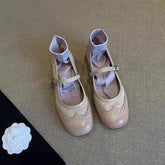 LEATHER MARY JANE FLATS WITH STRAP FOR WOMEN_CWSHF0094