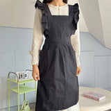Water-Resistant Nylon Floral Ruffle Cross Apron_Cwmm5802