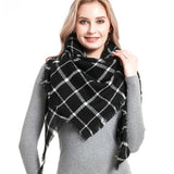 RAINBOW PLAID SCARF TRIANGLE WINTER SHAWL_CWASC0116