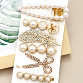 6PCS BOW FAUX PEARL DEARL DECOR HAIR CLIP_CWAHA0158