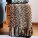 KNITTED STRIPED SOFA BLANKET BLANKET_CWMM0185