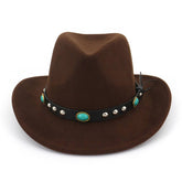 Turquoise Trim Felt Western Cowboy Hat_Cwah1775