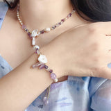 NATURAL STONE PEARL FRENCH NECKLACE BRACELET_CWAJE1693