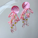 SHELL TASSEL BEADED FLOWER EARRINGS_CWAJE1691