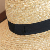 BLACK FUR EDGE OUTDOOR SHADING FASHION STRAW HAT_CWAH1173