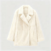 Solid-Color Lapel Woolen Overcoat Coat