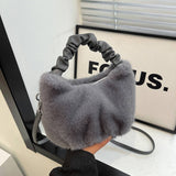 Winter Fashion Pleated Tote Plush Shoulder Bag_Cwab3977