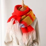 Fuzzy Mohair-Feel Rainbow Fringe Scarf_Cwasc2757