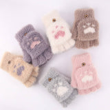 NEW WOMENS FLAP KNITTED FINGERLESS GLOVES_CWAG0247