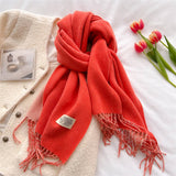 DOUBLE SIDED FAUX CASHMERE SCARF SOLID COLOR SHAWL_CWASC0968