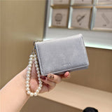 Velvet Pearl Letter Trifold Mini Wallet_Cwab06211