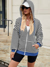 Cwoco0879_Casual Contrast Stripe Hooded Zip-Up Sweatshirt