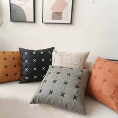 SIMPLE LEATHER SPLICING THROW PILLOW CASES_CWMM0242