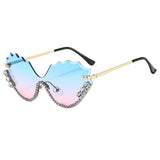 HALF FRAME WING CUTOUT RHINESTONE SUNGLASSES_CWASG1191