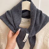 100% Wool Knit Triangle Scarf Multi-Use_Cwov00277