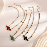HIGH END EAGLE BEADED NATURAL STONE NECKLACE_CWMM7542