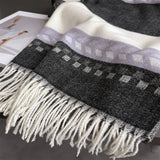 Winter Plaid Colorblock Tassel Scarf Wrap Unisex_Cwasc03273