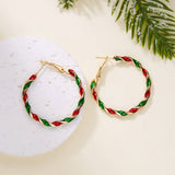 Cwaje2513_Christmas Colorful Spiral Geometric Hoop Earrings