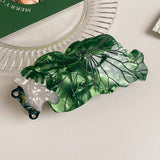 CUTE GREEN FROG GINKGO LEAF HAIR CLIP_CWAHA6013