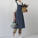 COTTON CANVAS WASHED DENIM APRON WITH POCKETS_CWMM3296