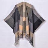 SIMPLE TASSEL MULTI COLOR LARGE PLAID SHAWL_CWASC0942