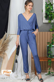 Solid V Neck Top Jumpsuit_Cwsjs216