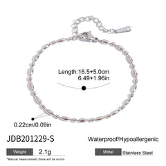 18K GOLD OVAL BEAD BRACELET TITANIUM STEEL LUXE_CWAJE4719