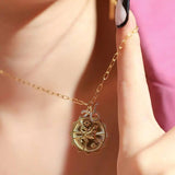MICRO PAVED ZIRCONIA ZODIAC RUNE PENDANT NECKLACE_CWMM3760
