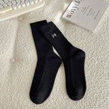 SIMPLE EMBROIDERED BOW SOCKS_CWMS0914