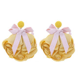 LONG STATEMENT FABRIC BOW FLOWER EARRINGS_CWMM6163