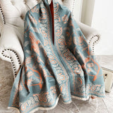 PRINTED TASSEL SHAWL BLANKET SCARF FOR OFFICE FALL_CWASC0191