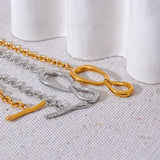 Titanium Steel Necklace With Bow Pendant_Cwmm5653