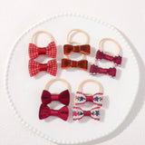DOUBLE BOW HAIR CLIPS SET WITH PEARLS FOR GIRLS_CWAHA6736