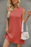 Solid Color Crew Neck Knitted Dress_Cwdsd2454