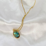 RETRO IRREGULAR PERSONALITY OVAL PENDANT NECKLACE_CWMM3843