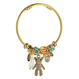 Trendy Gold Open Bear Letter Steel Bracelet_Cwmm8566