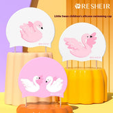 KIDS SILICONE SWIM CAP CUTE SWAN PRINT FOR GIRLS_CWMM6778