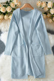 Cwocal00570_Loose Hooded Pocket Long Knit Cardigan