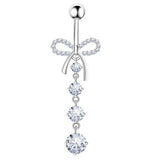 BOWKNOT BELLY RING MICRO CZ DANGLE PIERCING_CWMM9312