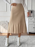 Temperament Commuting Solid Color Pleated Skirt