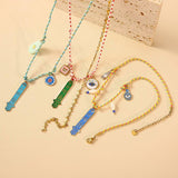 KNOTTED COTTON ROPE NECKLACE WITH FATIMA PENDANT_CWMM8855